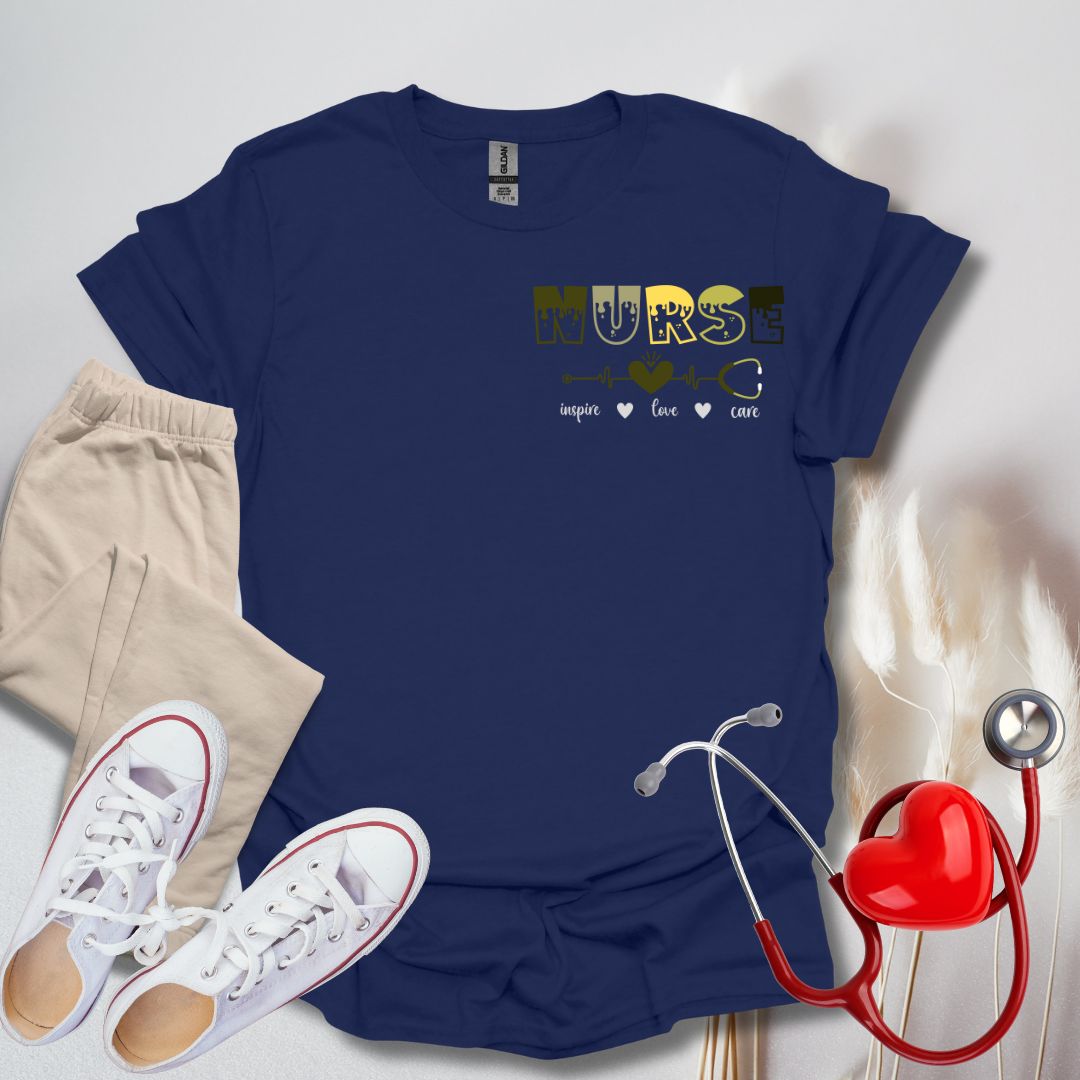Nurse Inspire, Love, & Care Pocket T-Shirt