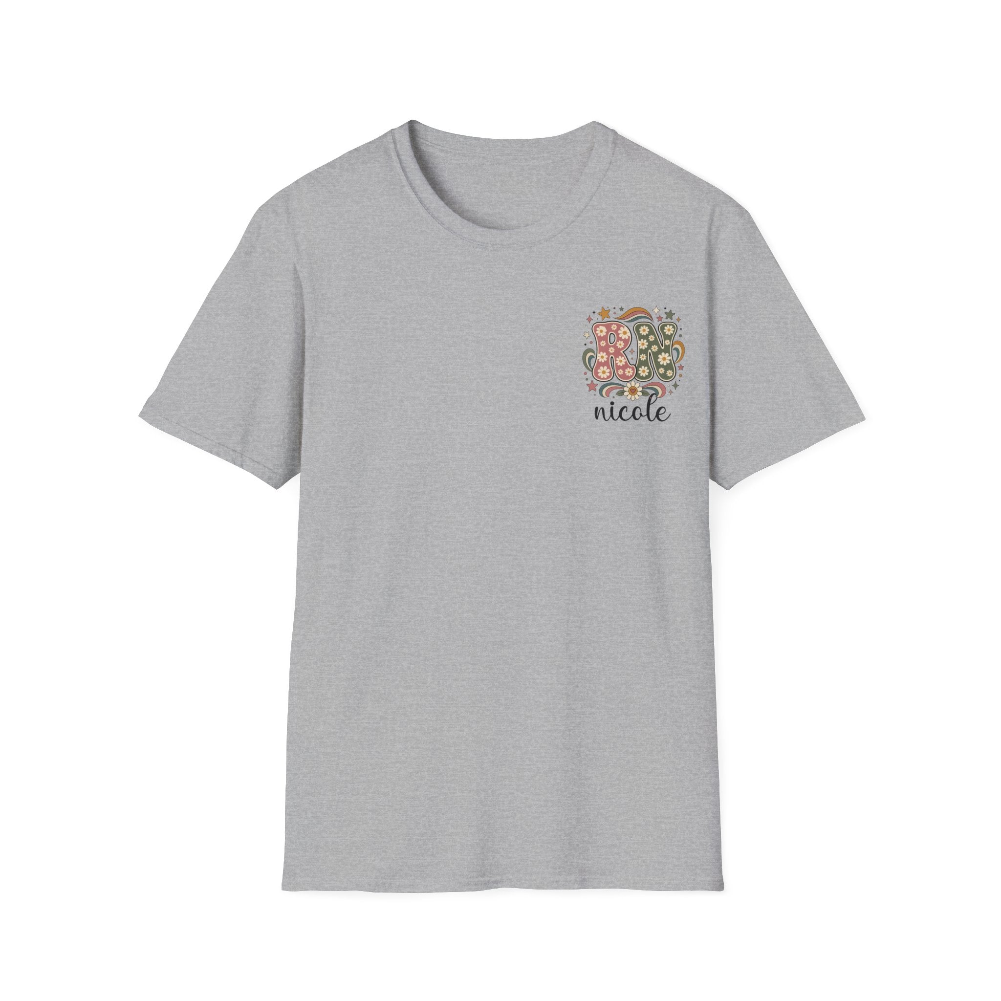 Custom Pocket Retro Floral "RN" T-Shirt