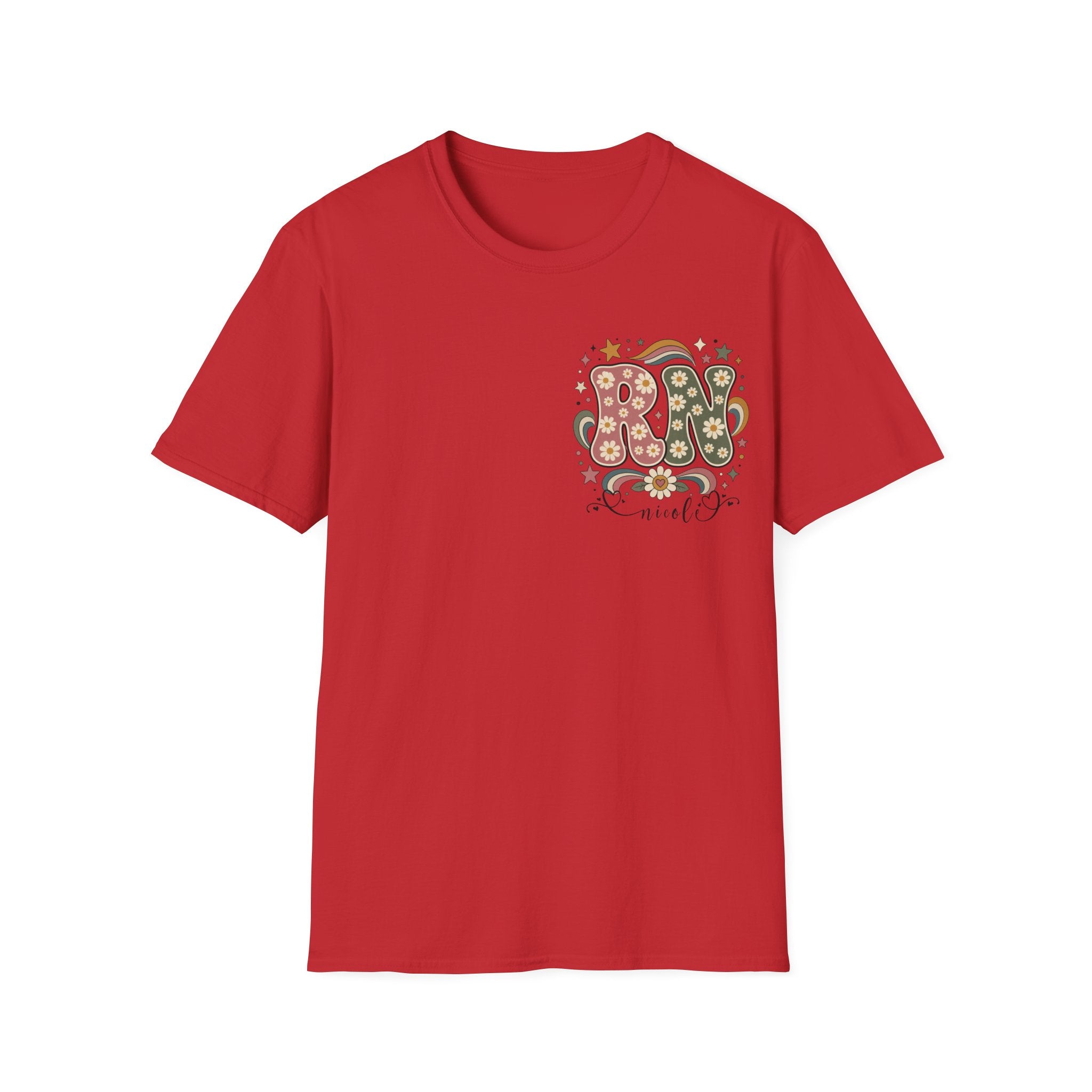Custom Pocket Retro Floral RN T-Shirt