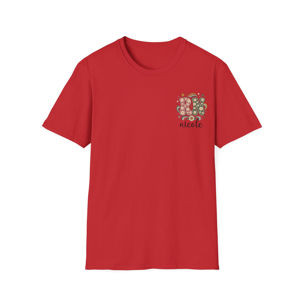 Custom Pocket Retro Floral "RN" T-Shirt