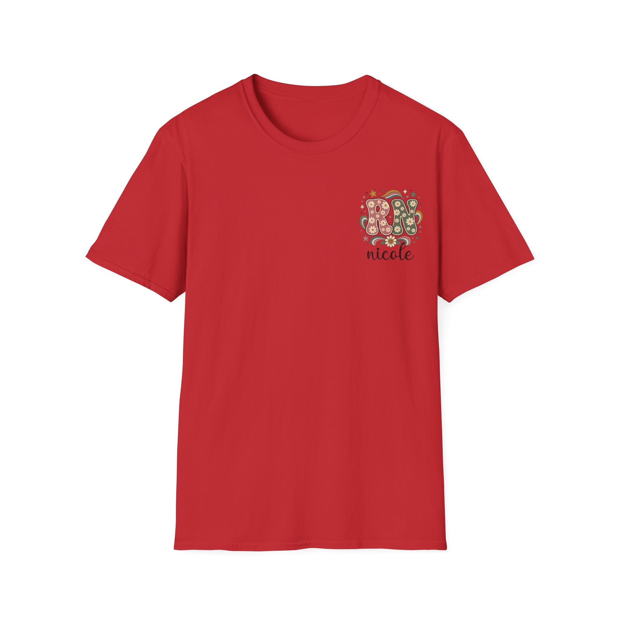 Custom Pocket Retro Floral "RN" T-Shirt