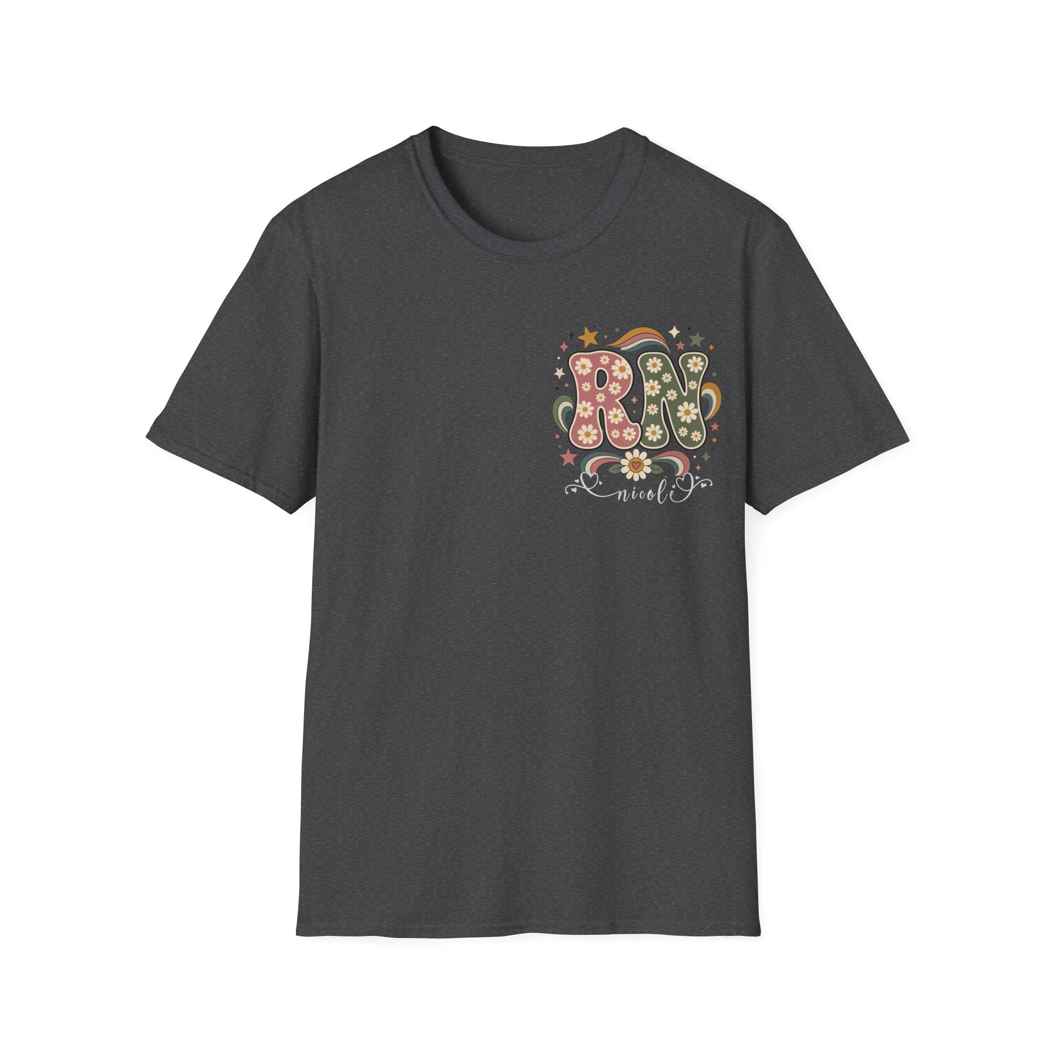 Custom Pocket Retro Floral RN T-Shirt