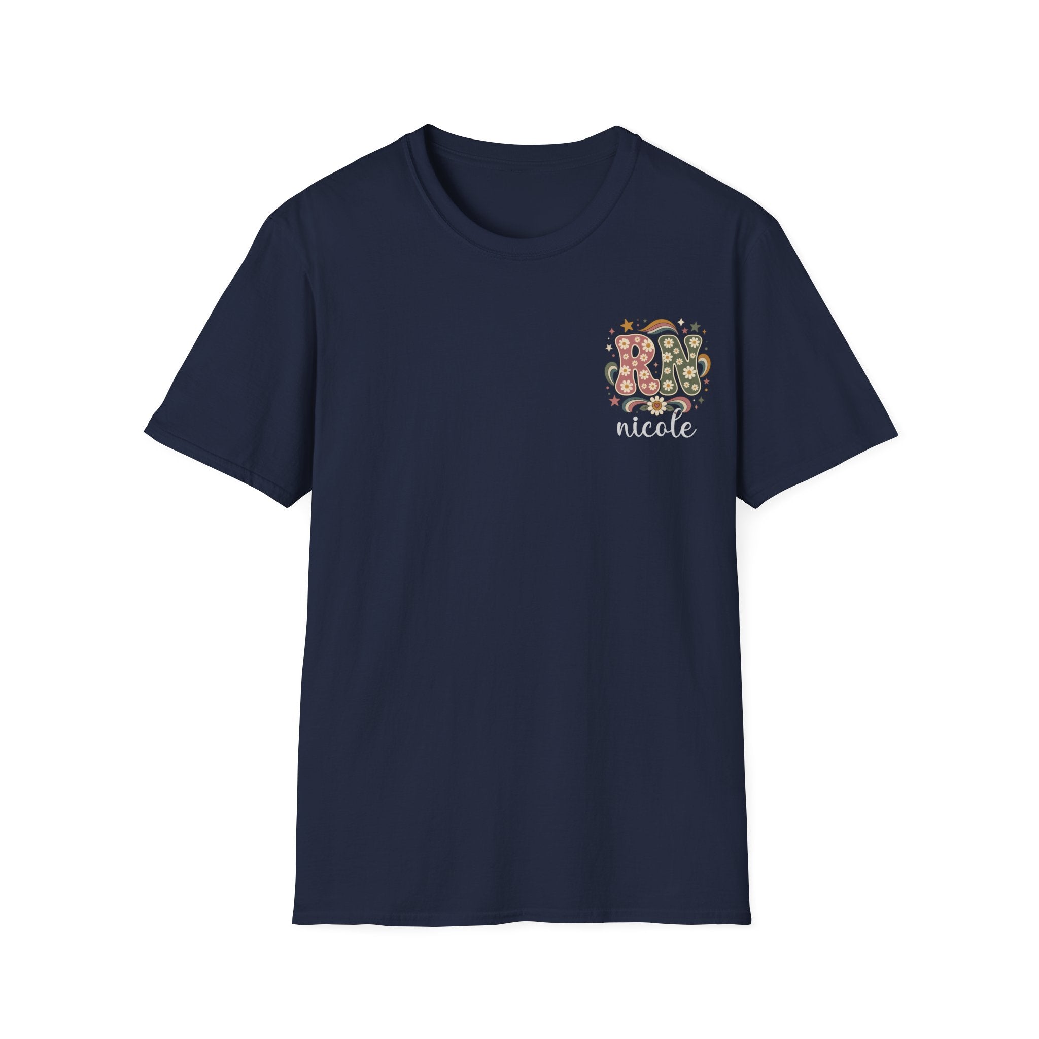 Custom Pocket Retro Floral "RN" T-Shirt