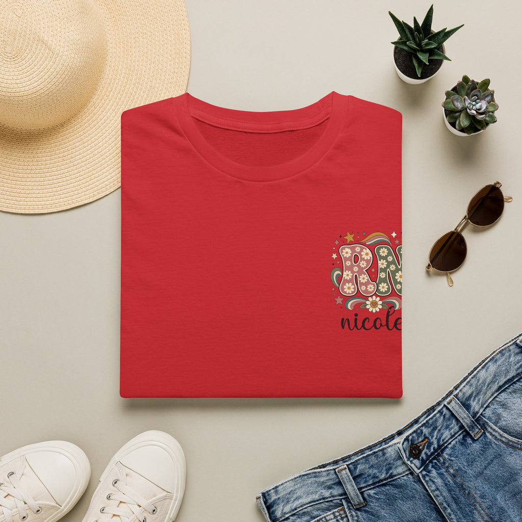 Custom Pocket Retro Floral "RN" T-Shirt