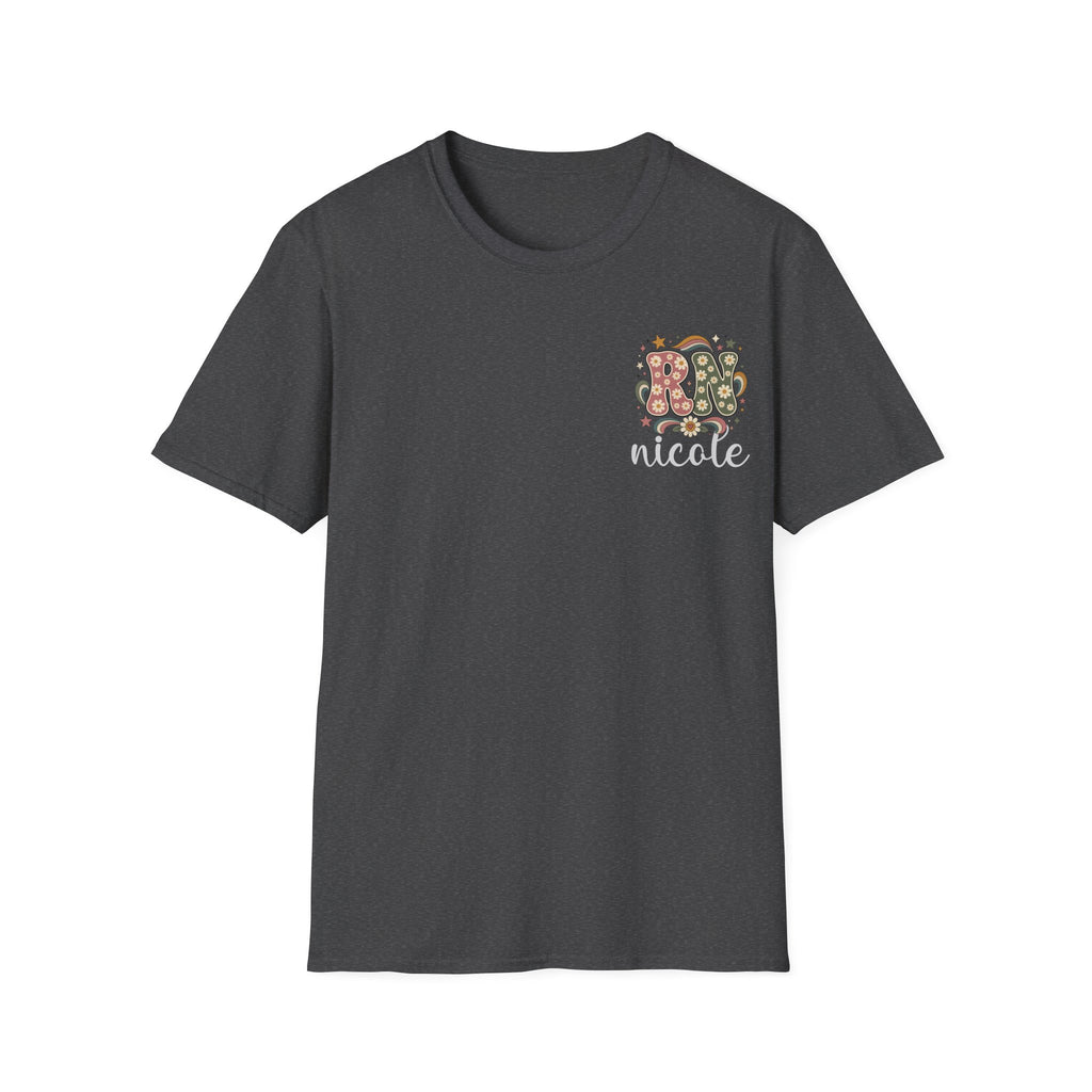 Custom Pocket Retro Floral "RN" T-Shirt