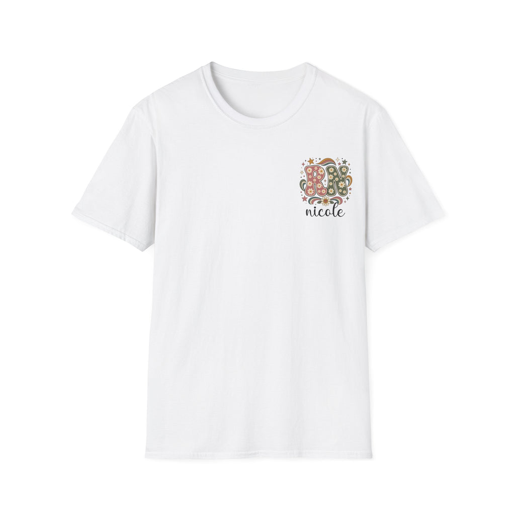 Custom Pocket Retro Floral "RN" T-Shirt
