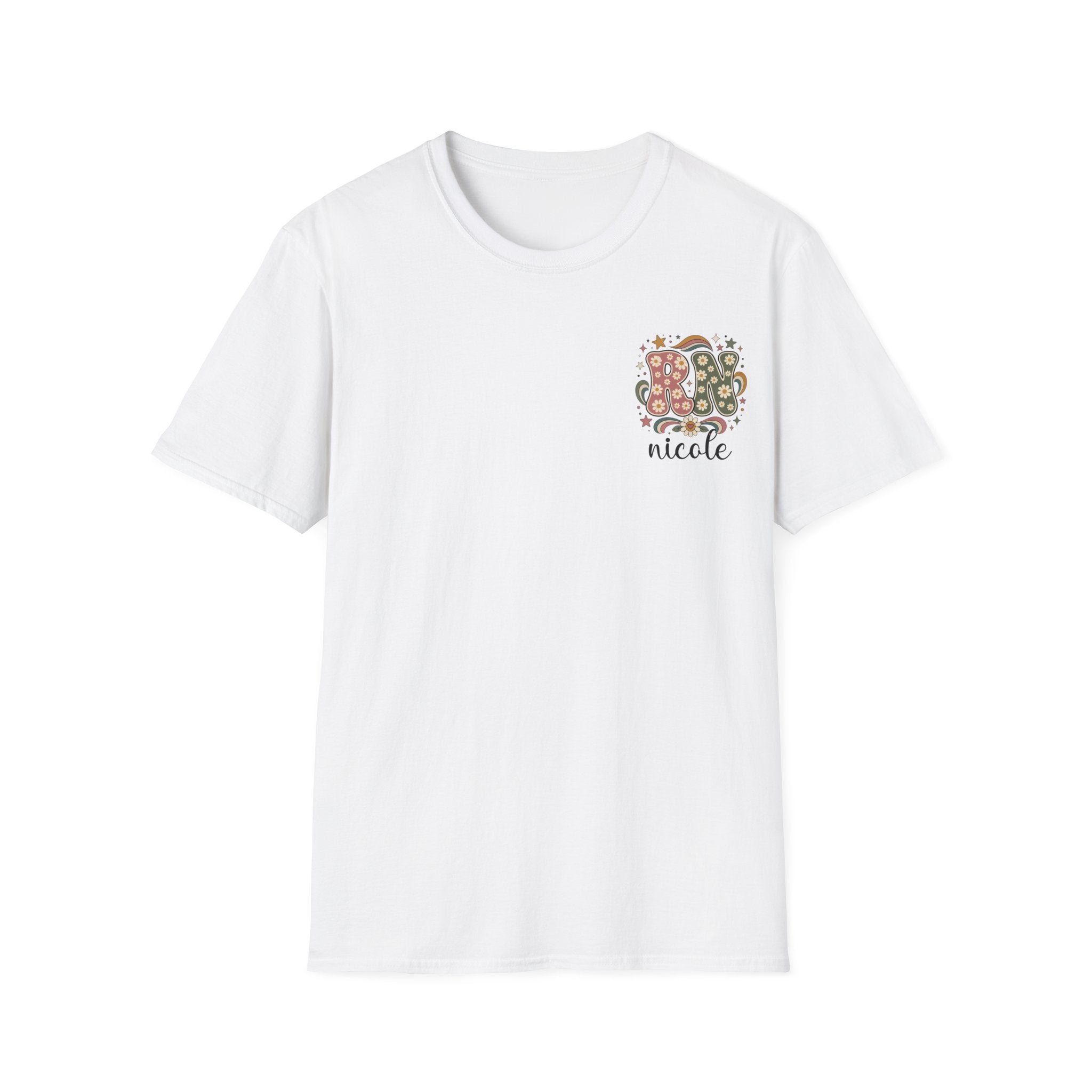 Custom Pocket Retro Floral "RN" T-Shirt