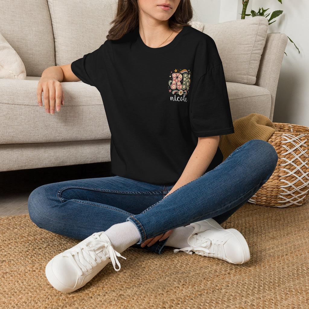 Custom Pocket Retro Floral "RN" T-Shirt