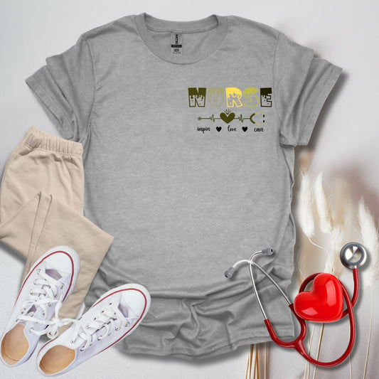 Nurse Inspire, Love, & Care Pocket T-Shirt