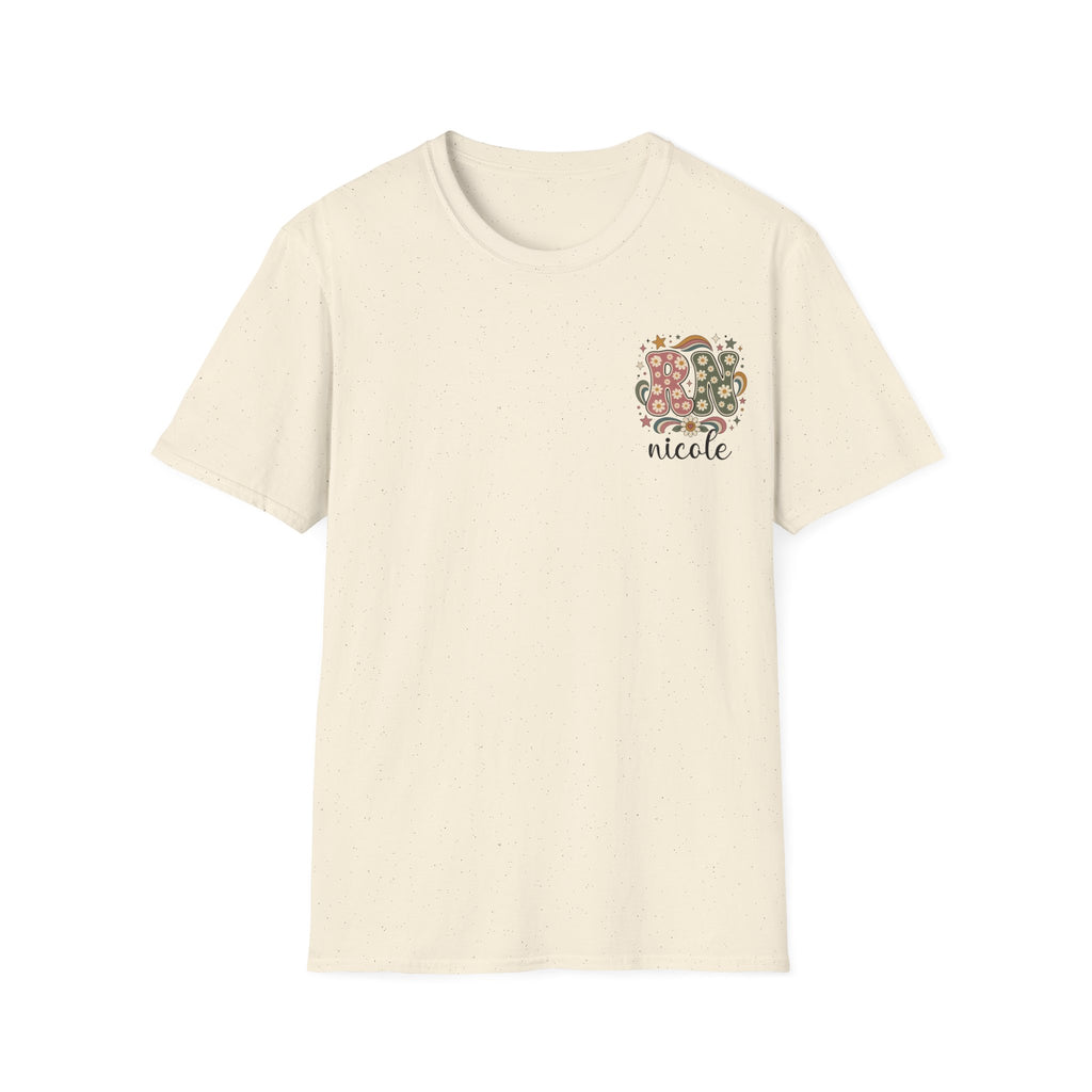 Custom Pocket Retro Floral "RN" T-Shirt
