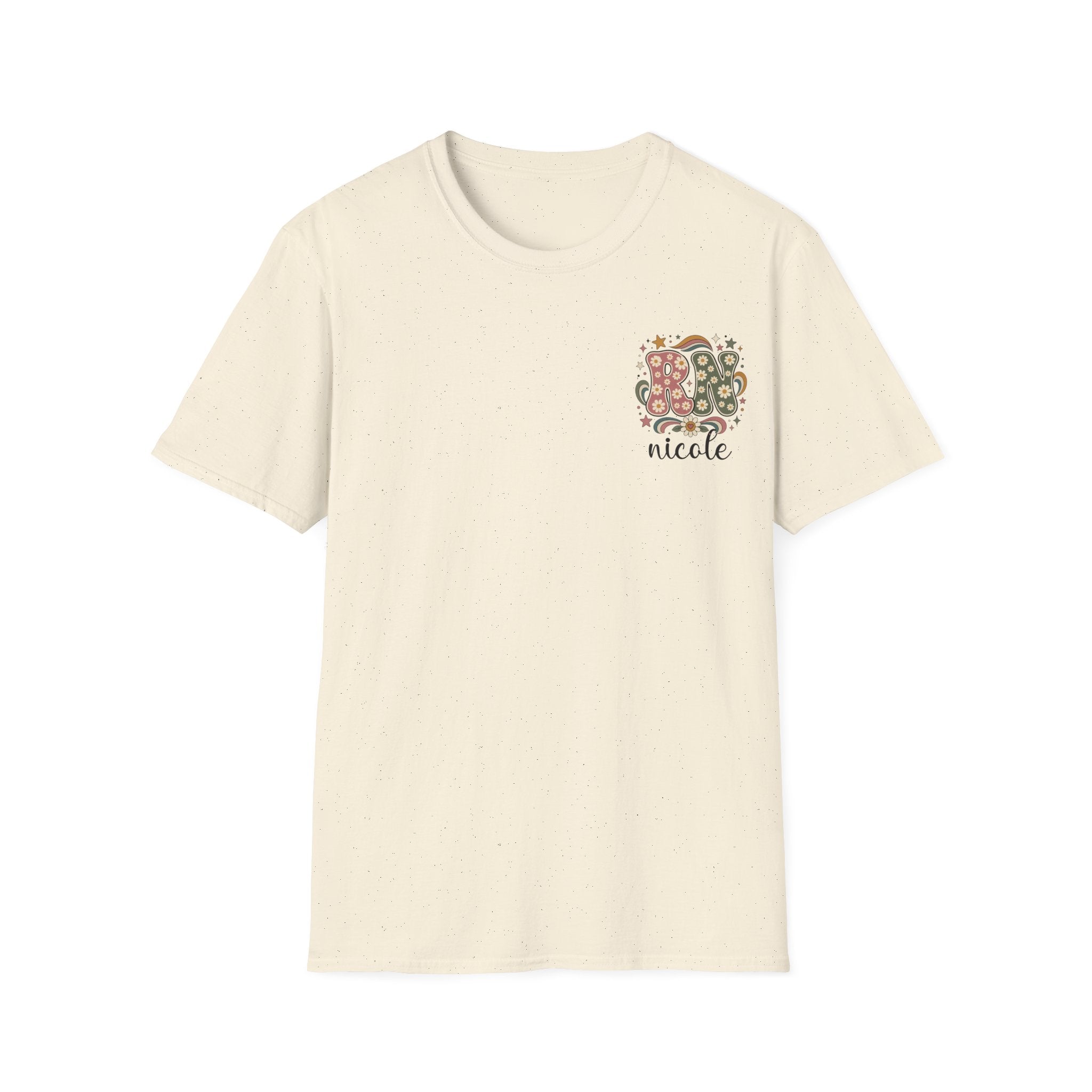 Custom Pocket Retro Floral "RN" T-Shirt