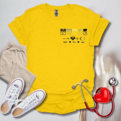Nurse Inspire, Love, & Care Pocket T-Shirt