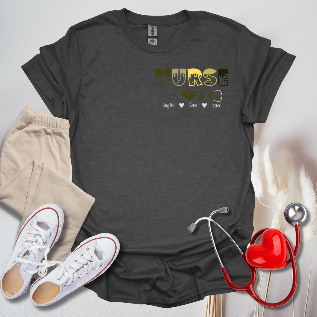 Nurse Inspire, Love, & Care Pocket T-Shirt