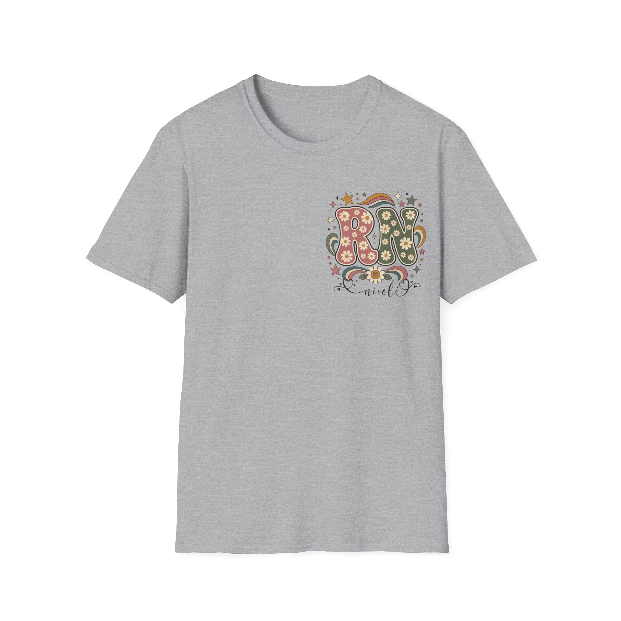 Custom Pocket Retro Floral RN T-Shirt