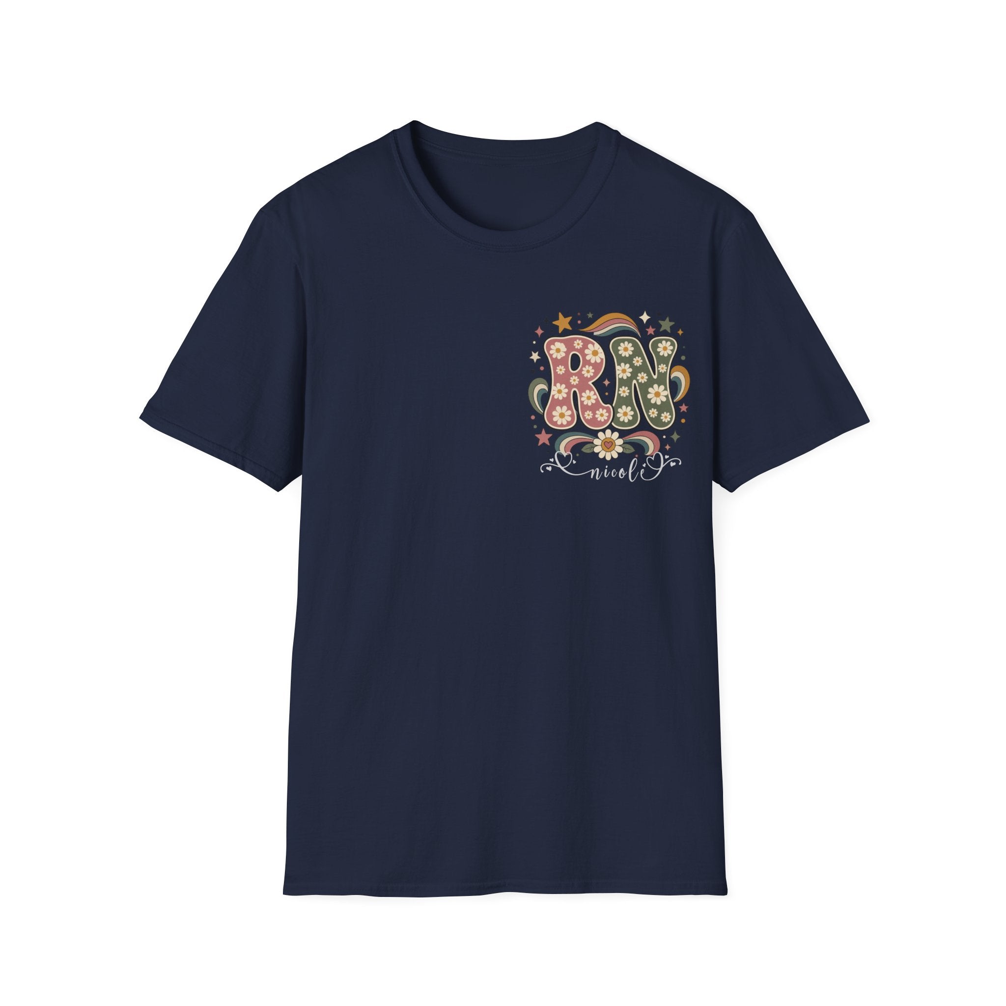 Custom Pocket Retro Floral RN T-Shirt
