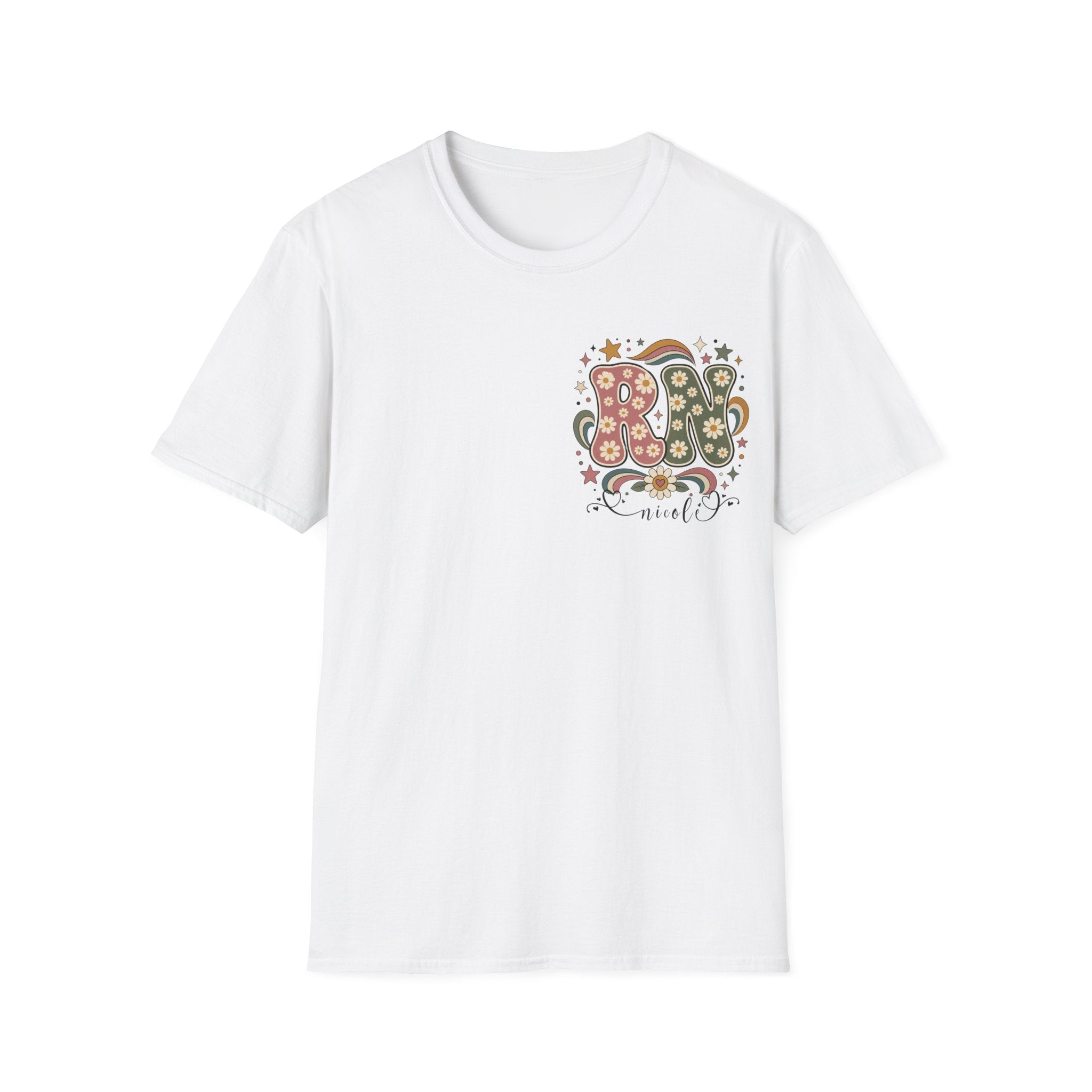 Custom Pocket Retro Floral RN T-Shirt