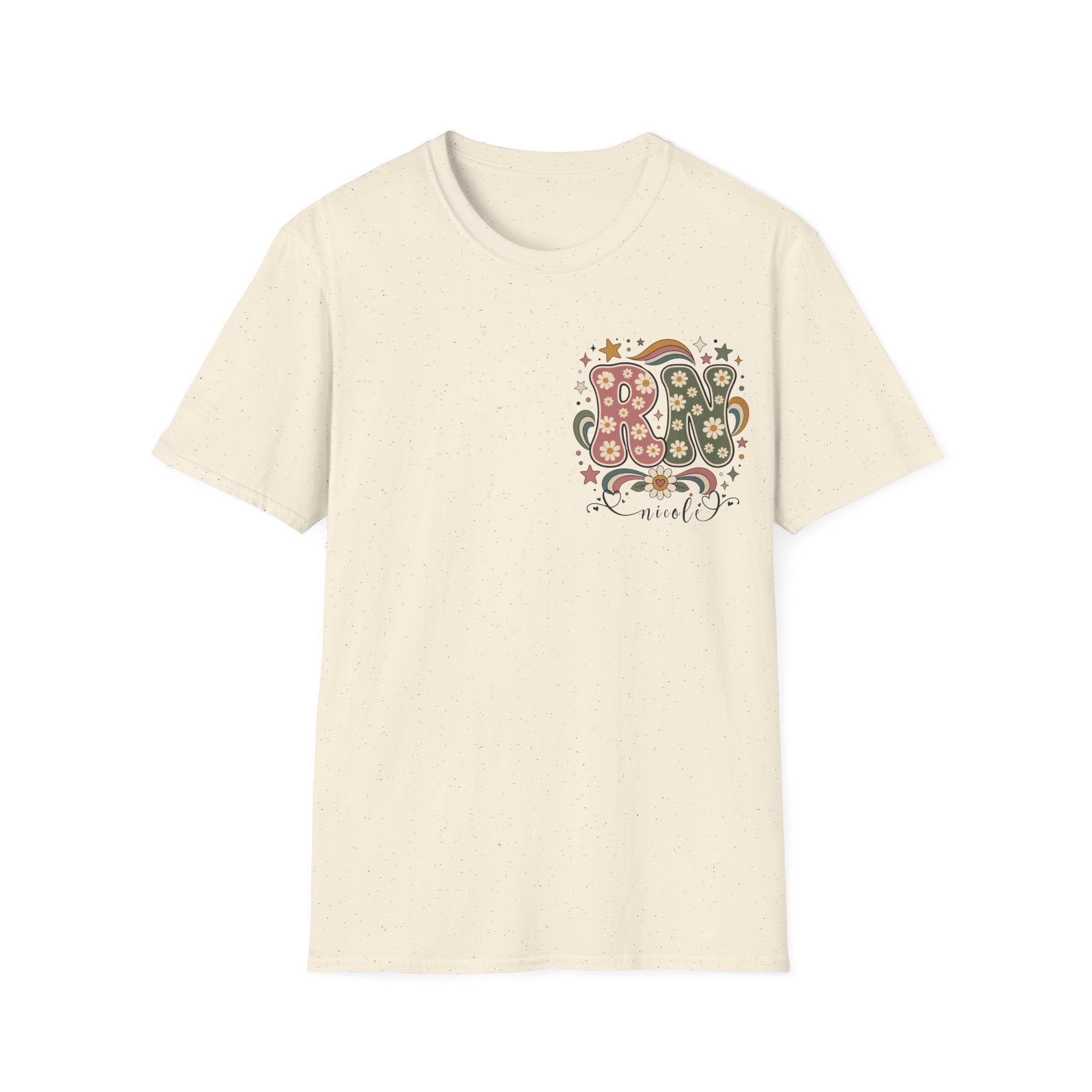 Custom Pocket Retro Floral RN T-Shirt