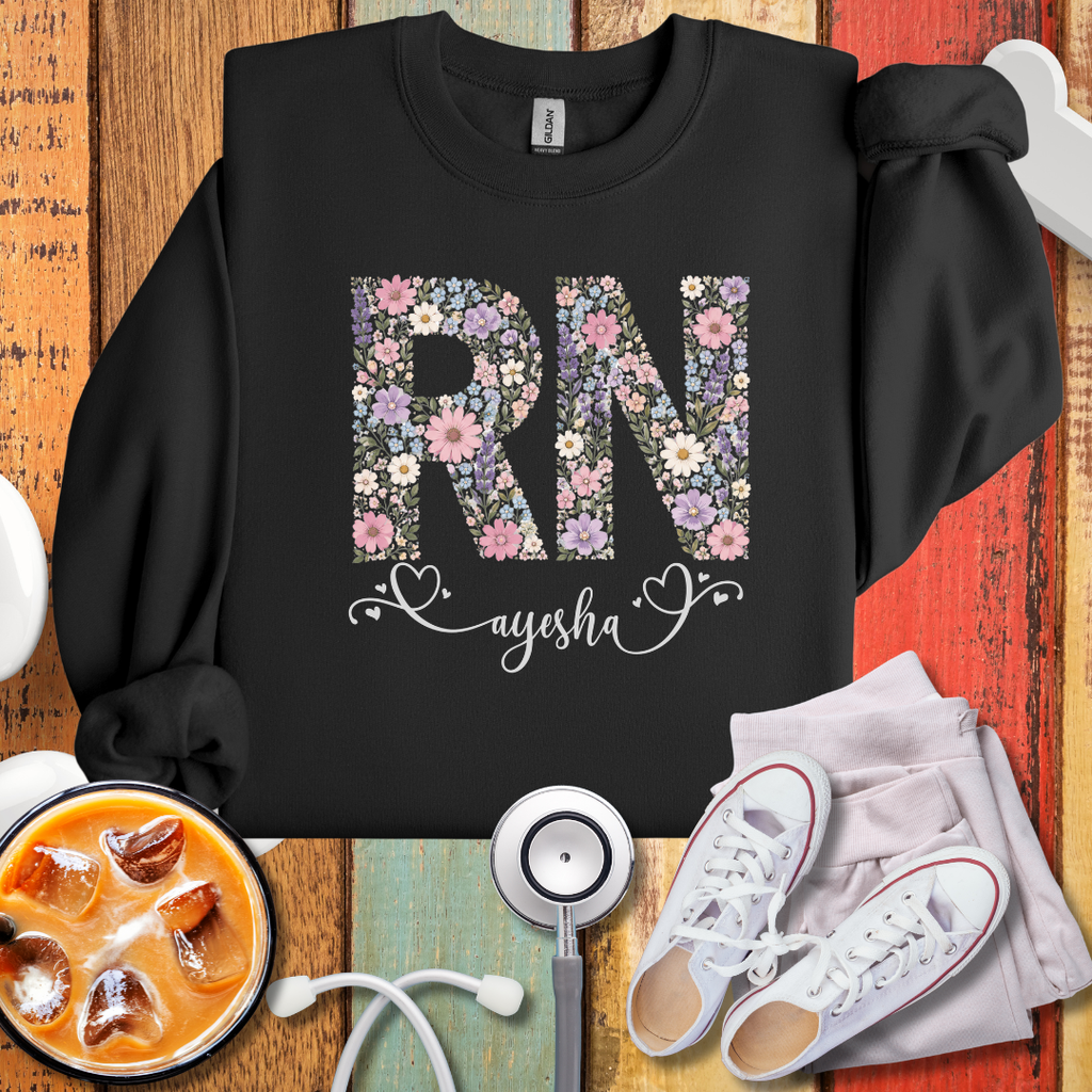 RN Floral Personalized Sweatshirt – Personalized Nurse Gift