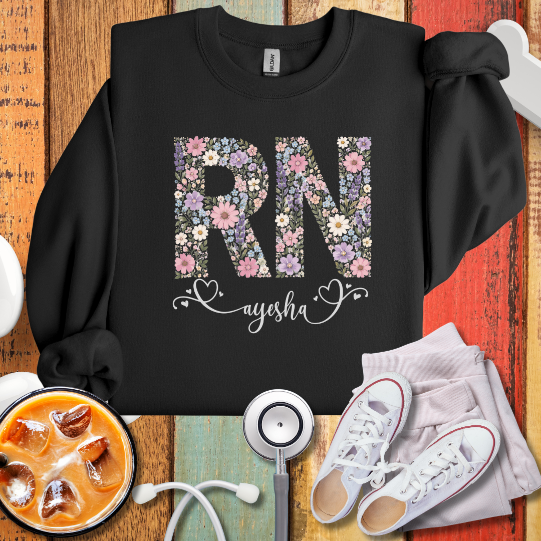 RN Floral Personalized Sweatshirt – Personalized Nurse Gift