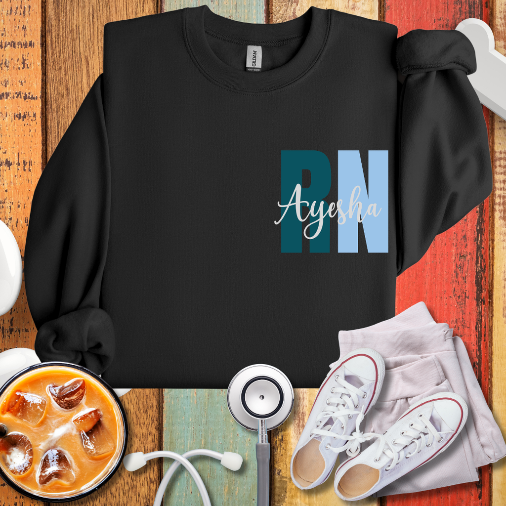 RN Nurse Crewneck Sweatshirt — Personalized 'RN' with Name