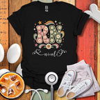 Custom Retro Floral "RN" Initial T-Shirt