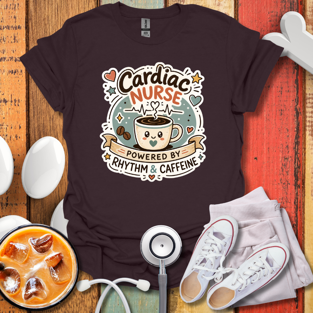 Cardiac Nurse Powered by Rhythm & Caffeine T-Shirt