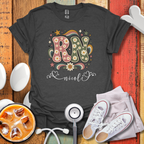 Custom Retro Floral "RN" Initial T-Shirt