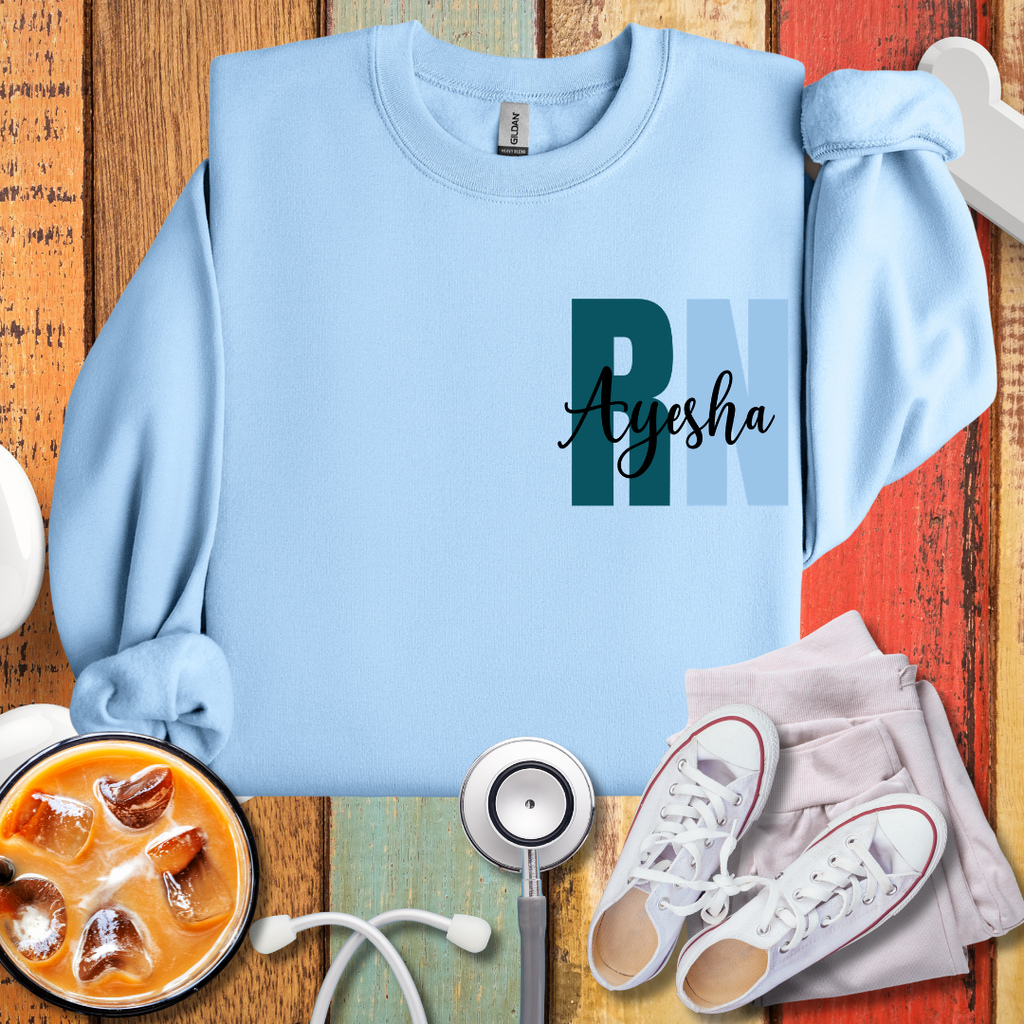 RN Nurse Crewneck Sweatshirt — Personalized 'RN' with Name