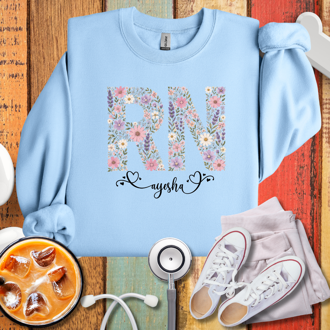 RN Floral Personalized Sweatshirt – Personalized Nurse Gift