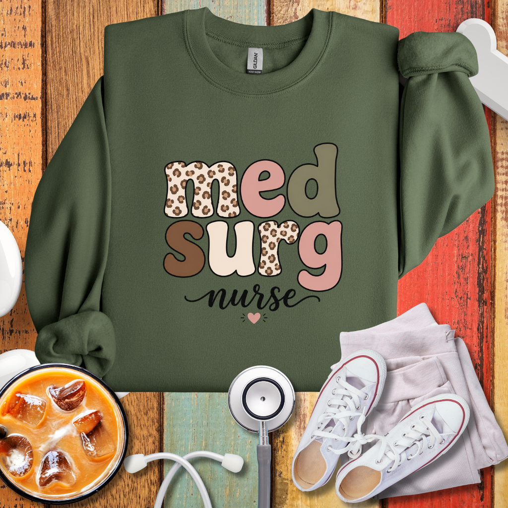 MedSurg Nurse Leopard Accent Sweatshirt