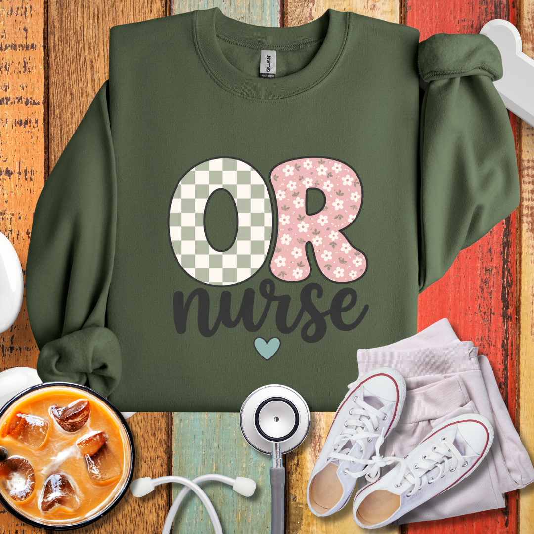 OR Nurse Cute Checkered Sweatshirt