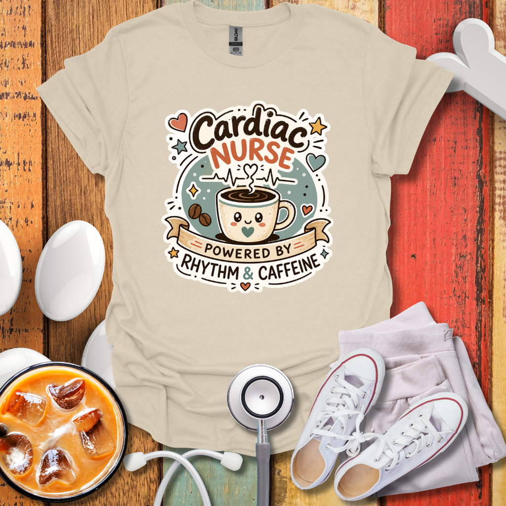 Cardiac Nurse Powered by Rhythm & Caffeine T-Shirt