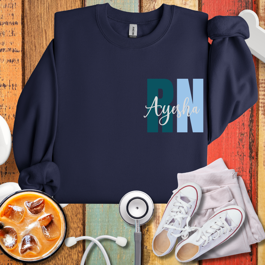 RN Nurse Crewneck Sweatshirt — Personalized 'RN' with Name