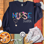 Nurse Personalized Floral Stethoscope Sweatshirt
