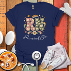 Custom Retro Floral "RN" Initial T-Shirt