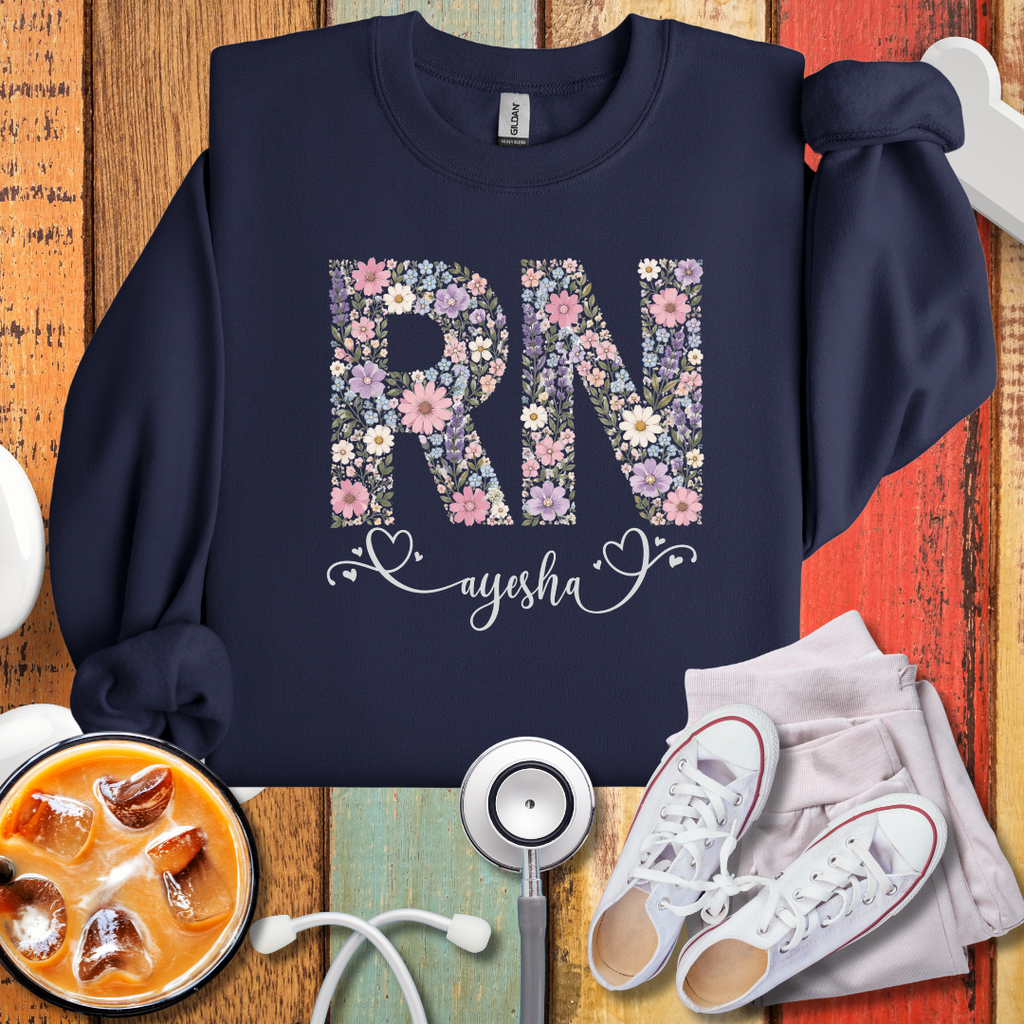 RN Floral Personalized Sweatshirt – Personalized Nurse Gift