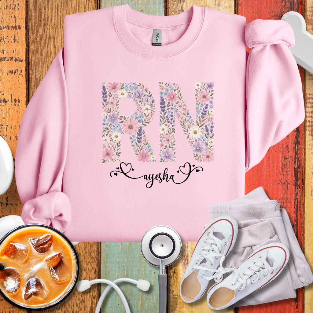 RN Floral Personalized Sweatshirt – Personalized Nurse Gift