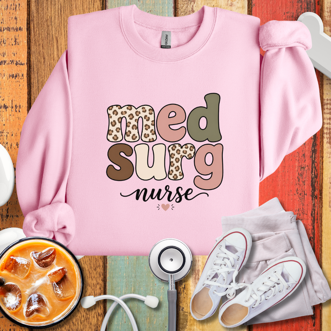 MedSurg Nurse Leopard Accent Sweatshirt