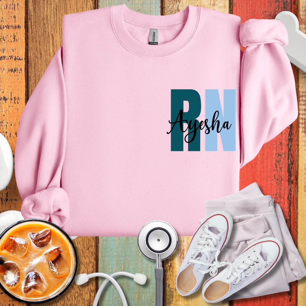 RN Nurse Crewneck Sweatshirt — Personalized 'RN' with Name