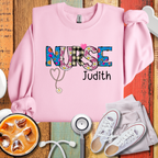 Nurse Personalized Floral Stethoscope Sweatshirt