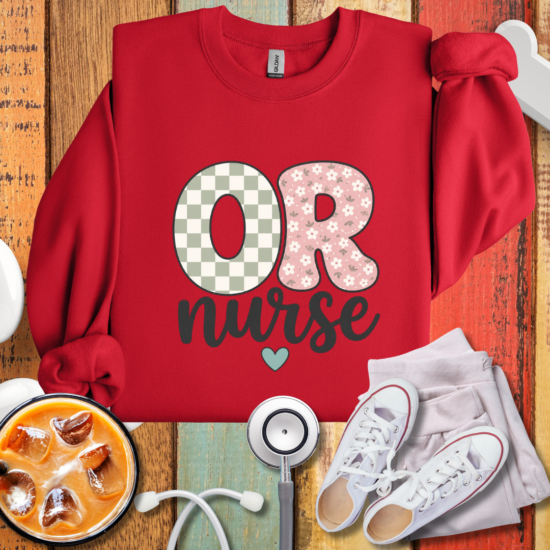 OR Nurse Cute Checkered Sweatshirt