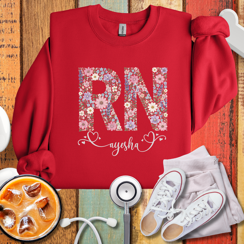 RN Floral Personalized Sweatshirt – Personalized Nurse Gift