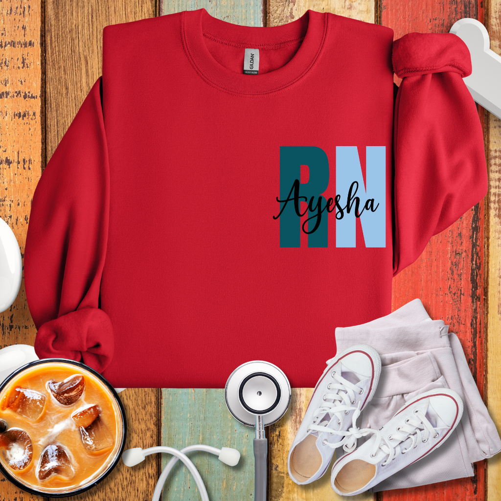 RN Nurse Crewneck Sweatshirt — Personalized 'RN' with Name