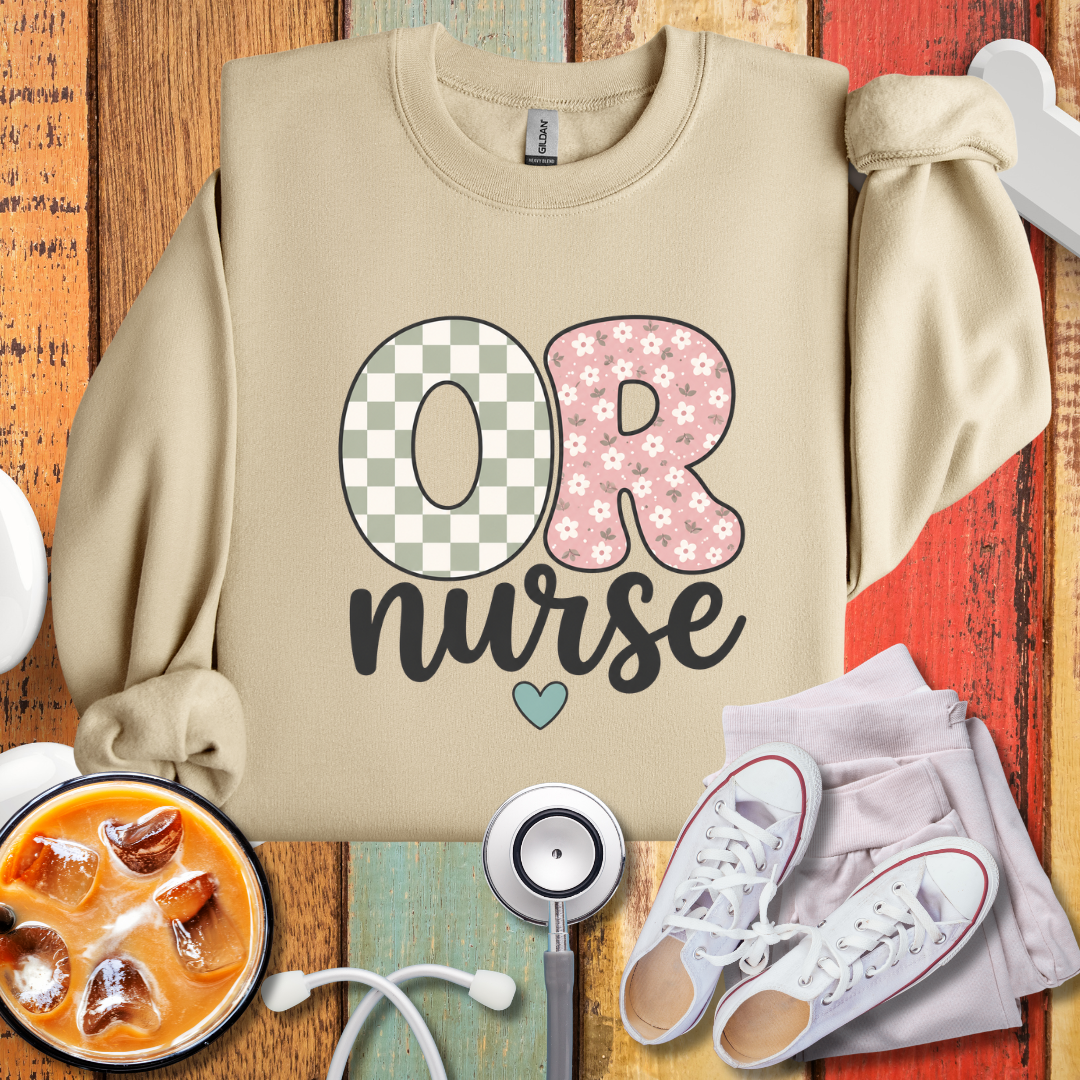 OR Nurse Cute Checkered Sweatshirt