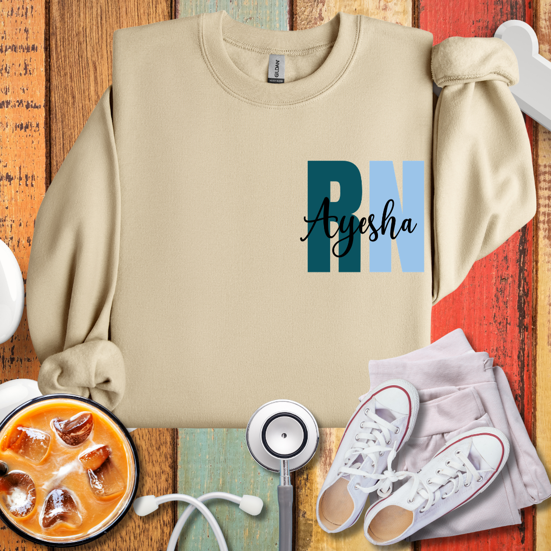 RN Nurse Crewneck Sweatshirt — Personalized 'RN' with Name