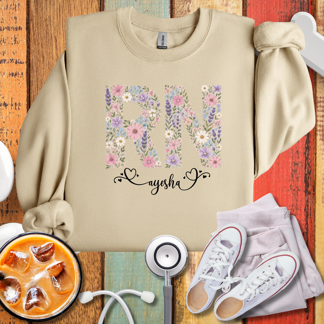 RN Floral Personalized Sweatshirt – Personalized Nurse Gift