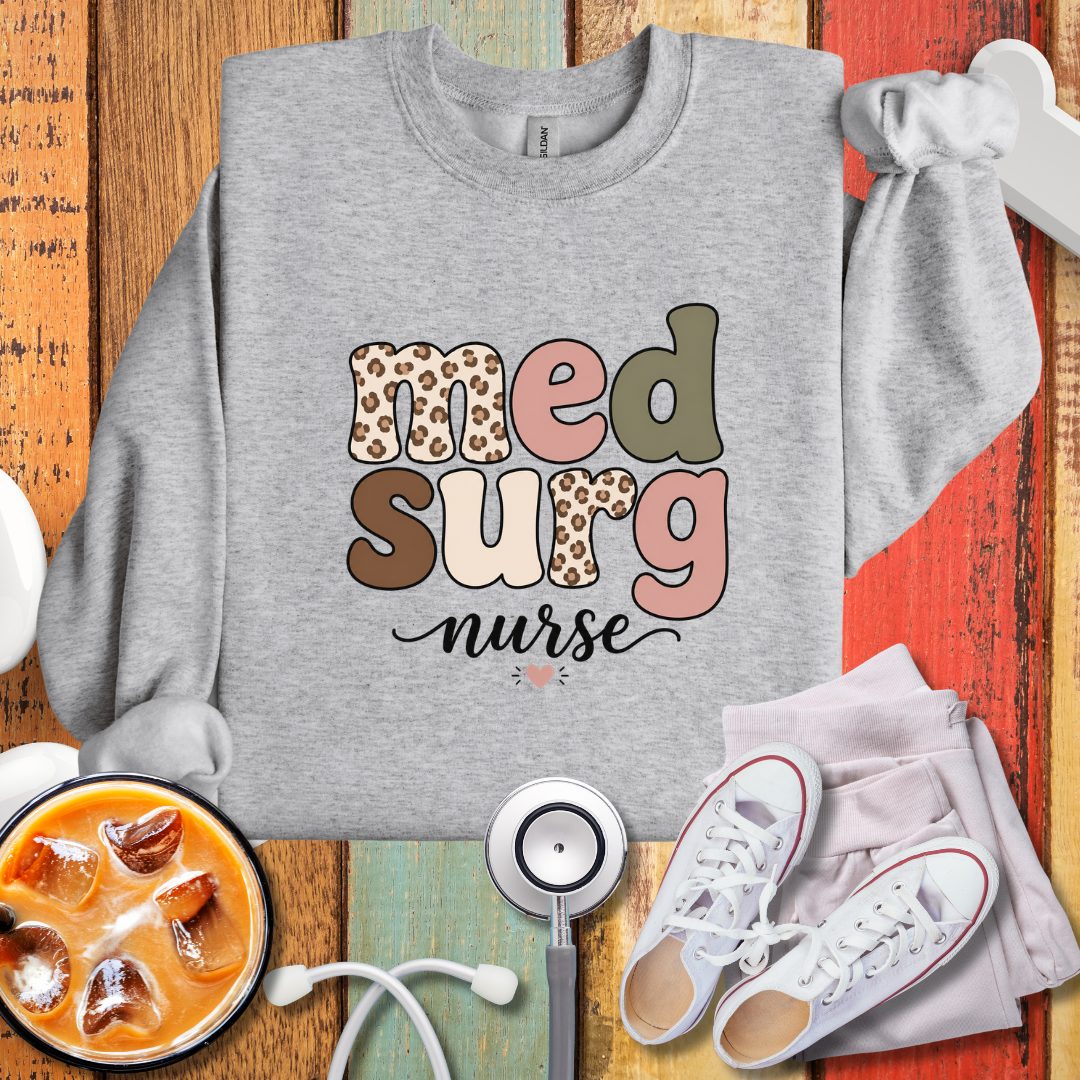 MedSurg Nurse Leopard Accent Sweatshirt