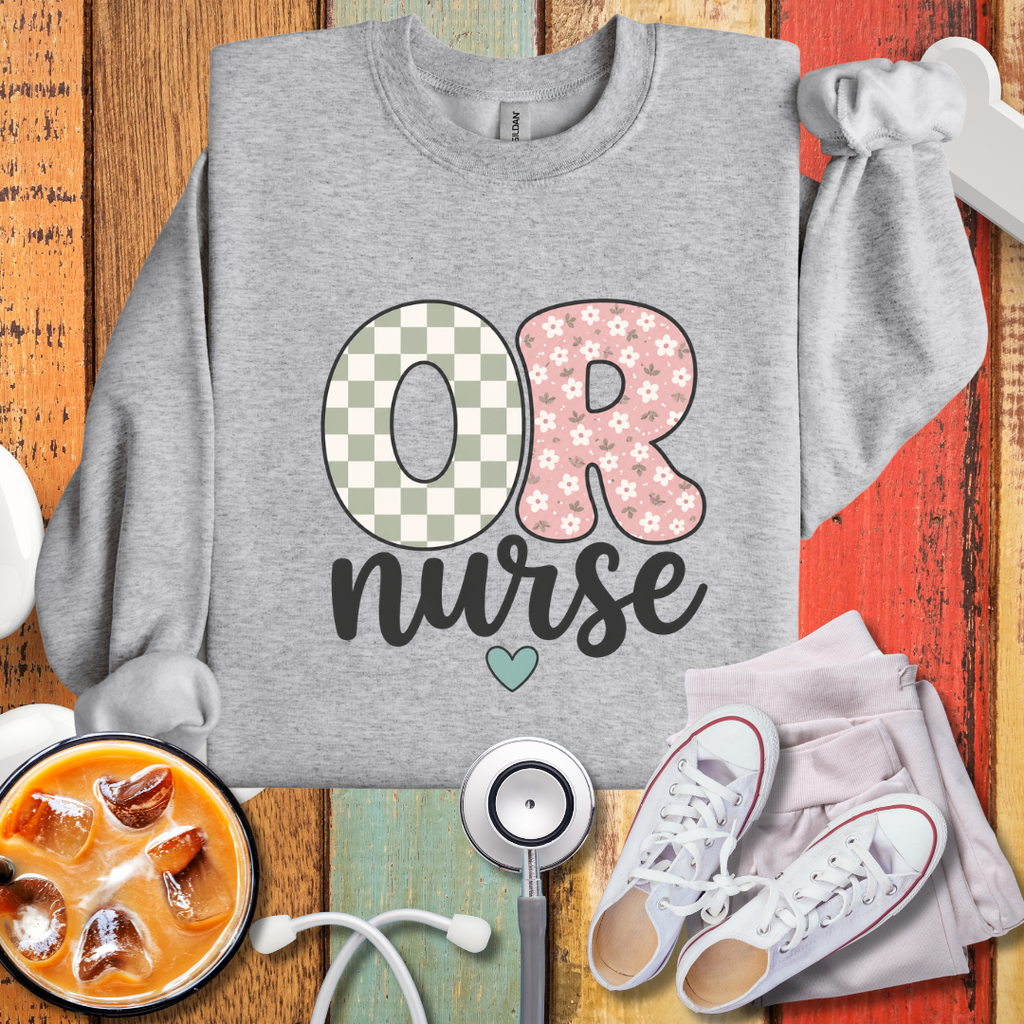 OR Nurse Cute Checkered Sweatshirt