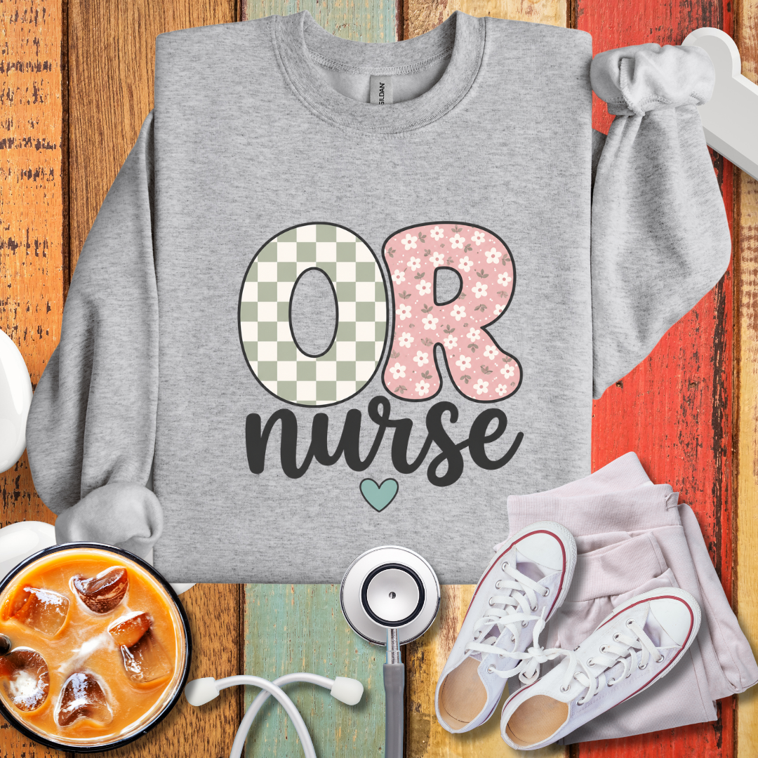 OR Nurse Cute Checkered Sweatshirt