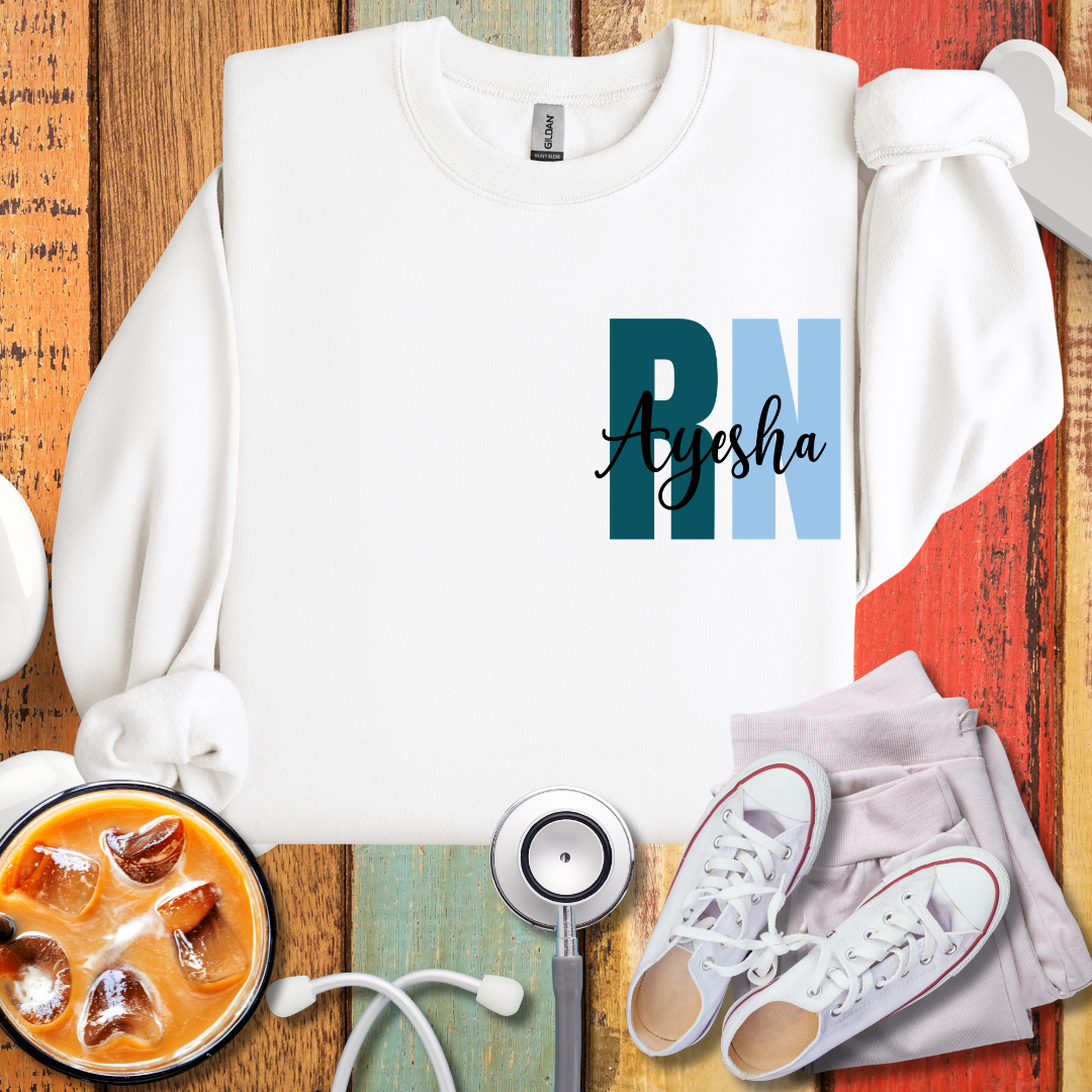 RN Nurse Crewneck Sweatshirt — Personalized 'RN' with Name